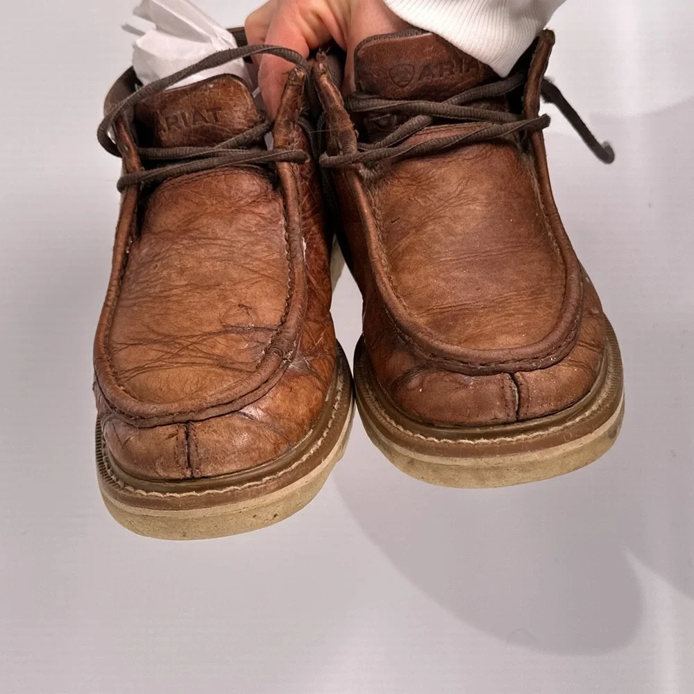 Ariat Brown Leather Moc Toe Chukka with White Traction Sole